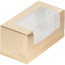Коробка для кекса с окном 200x100x100 мм золото